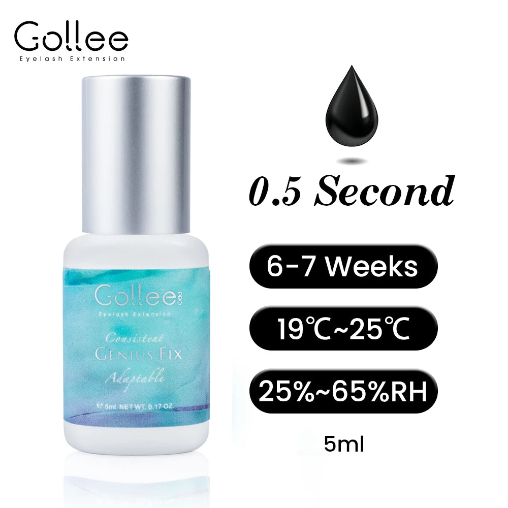 Gollee 0.5s Fast Drying Eyelash Extensions Glue 5ml Lashes Glue 6-8 Weeks Lasting Waterproof Salon Professional Eyelashes Makeup