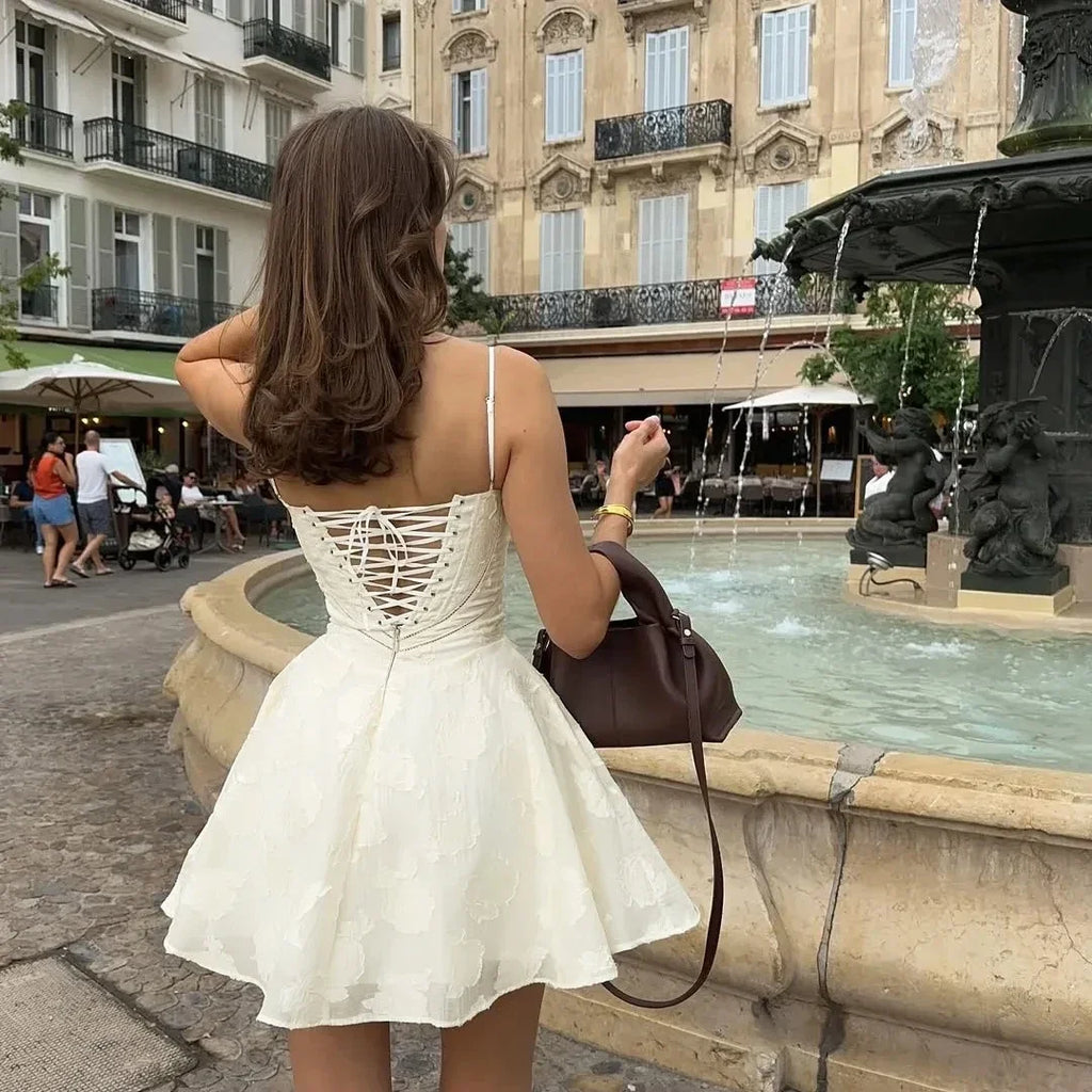2025 Summer Dresses for Women Fashion Casual  A Line Dress Lace Up Elegant Graduation Birthday Dress