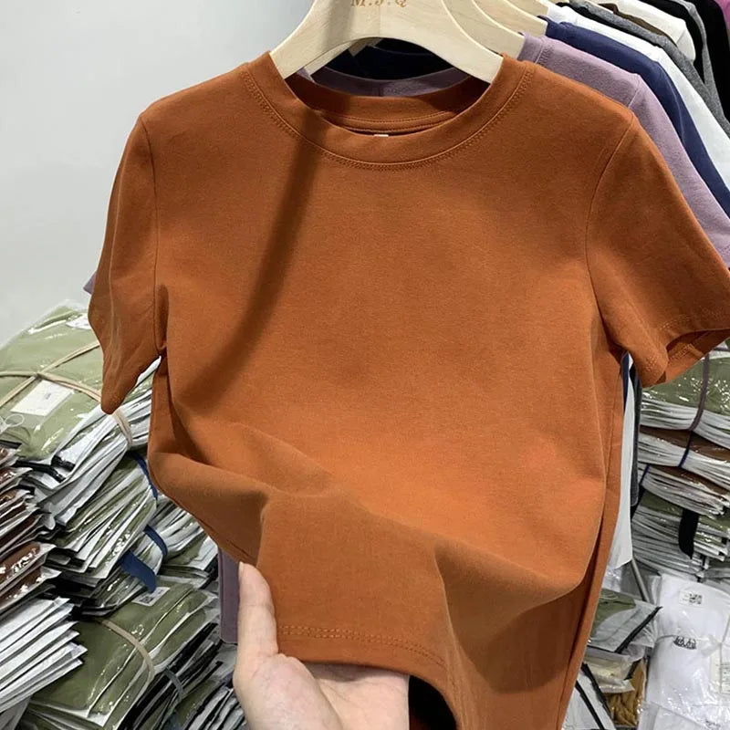 Women T Shirt Girls T-Shirt Woman Clothes Tops  Tshirt Female Short Sleeve Spring Tee Sexy Y2k Top White