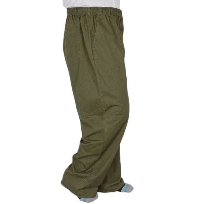 Plus size 8XL 11XL 12xl middle-aged men's summer thin elastic band high waist cotton casual trousers Dad oversize 9XL 8XL 7XL