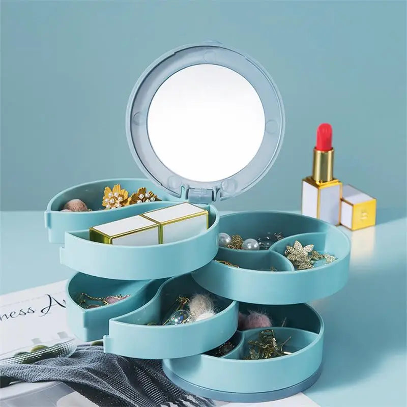 1pc Blue/Pink Jewelry Stand Holder Display Tray Jewelry Storage Box Multilayer Rotating Plastic Stand Earring Ring Box Cosmetics