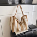 Summer Stripe Canvas Tote Bag Female Casual Large Capcity Simple Shoulder Bags Shopping Handbag Daily Totes Bag