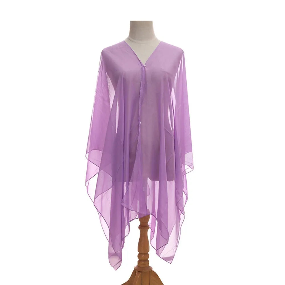 New Solid color Shawl Scarf Luxury Sun-Resistant Beach Cover Up Smooth Spring Poncho Women