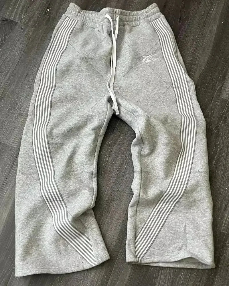 Y2K Retro Straight Pants Tracksuit Streetwear Pants Personalized Pant Leg Zipper Embroidery  Hip Hop Casual Joggers Men Pants