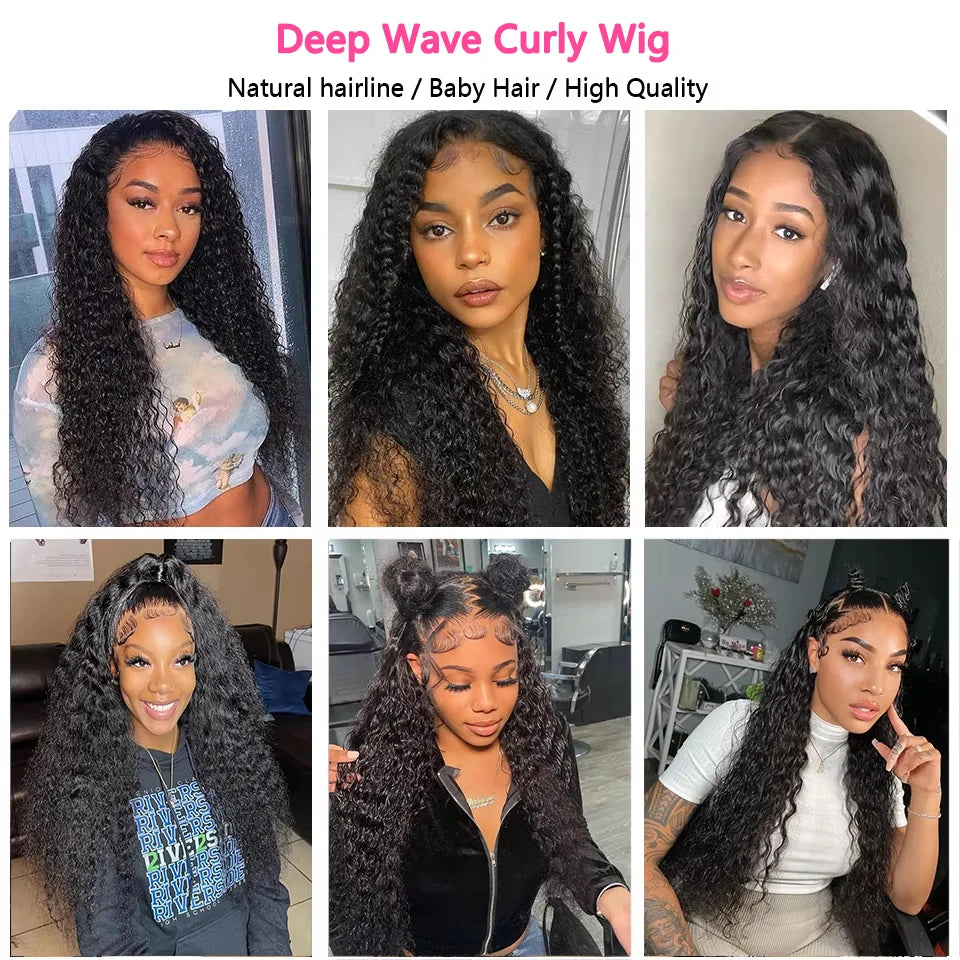 HD 36 Inch 13x6 Water Wave Lace Frontal Wigs 100% Brazilian Glueless Wigs 13x4 Deep Wave Curly Human Hair Wig On Clearance Sale