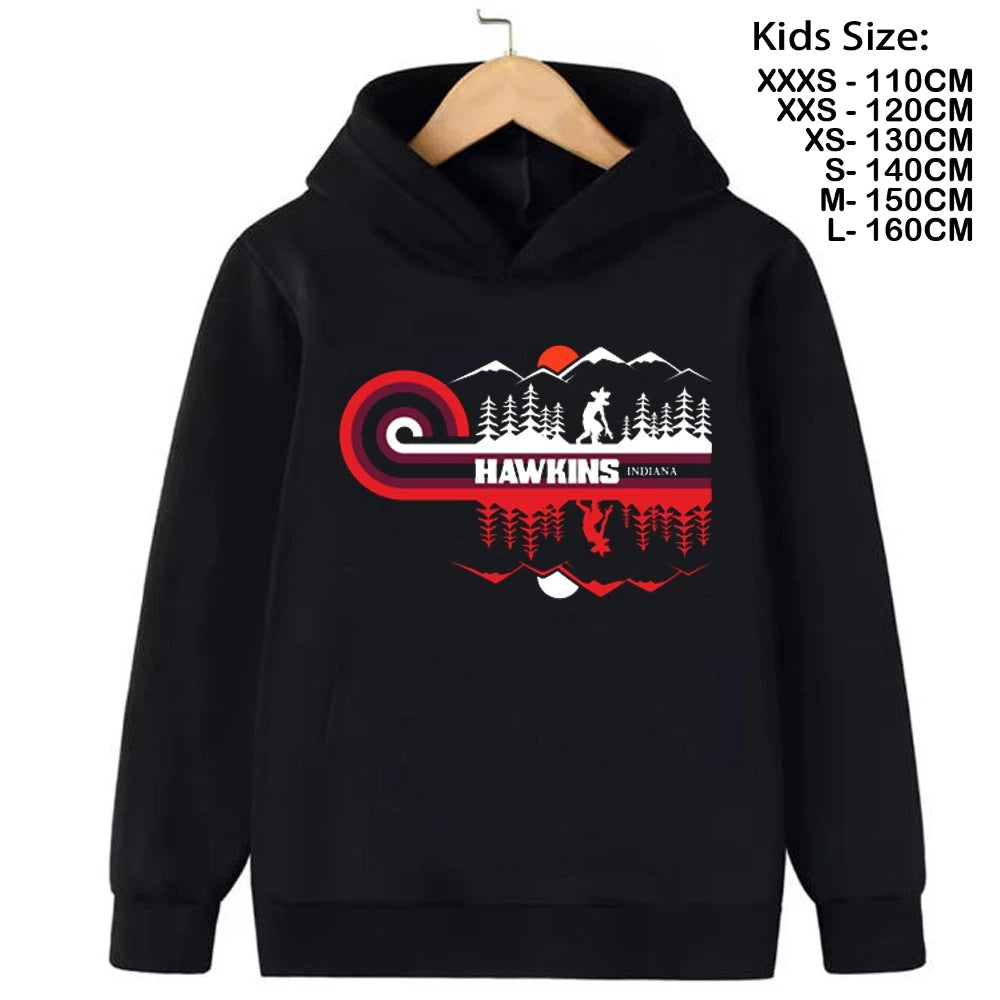 Demogorgon Hawkins Hoodies Kids Cartoon Anime Print Clothes Streetwear Basic Boys Tops Children Sweatshirts