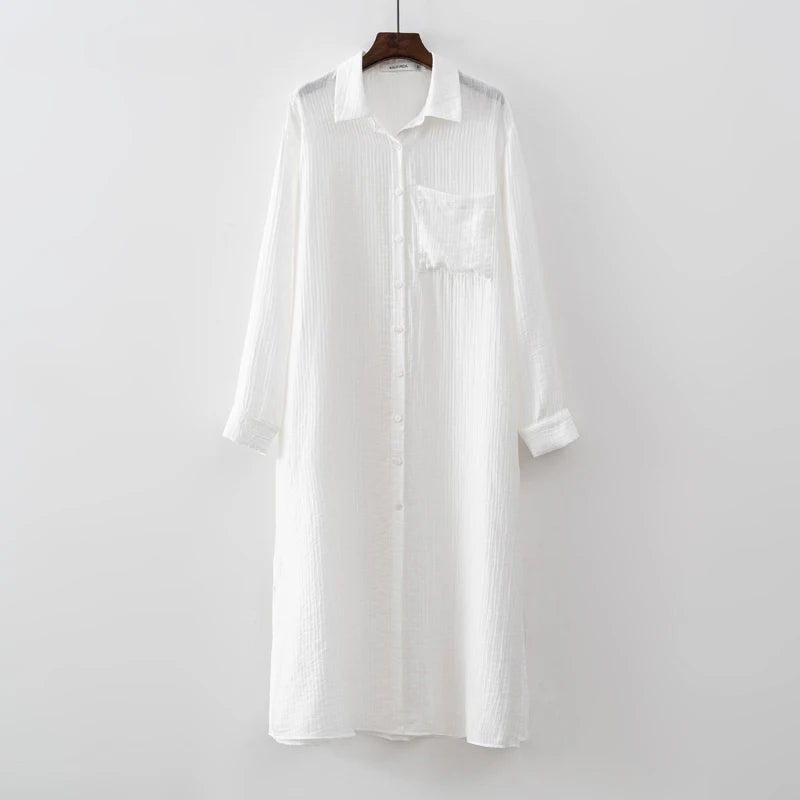 New Design 2025 Women Summer Long sleeve Basic Shirt Maxi Long dress