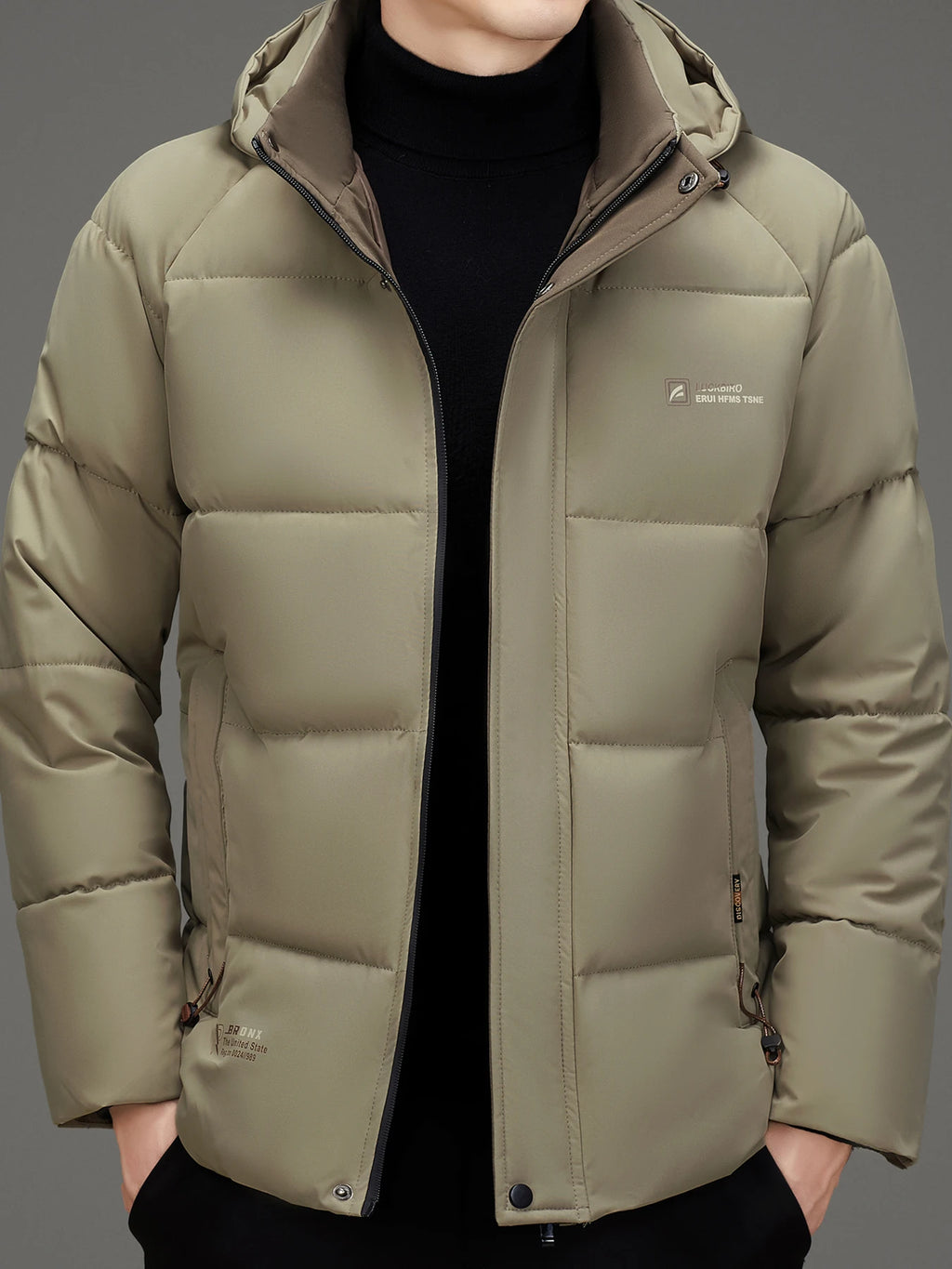 Men's warm jacket with detachable hood, casual business outdoor sports thick men's clothing, new winter style