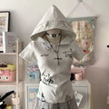 Cat Ears Hooded Sweatshirts 2025 Women Clothes Short Sleeve Zipper Slim Fit Hoodies Y2k Tops Casual Fashion Japanese Cute Hoodie