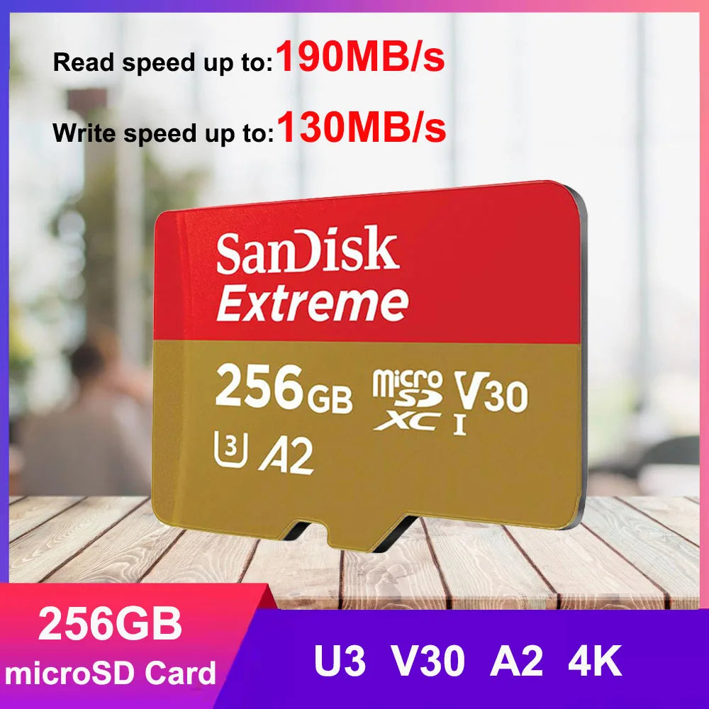 SanDisk MicroSD Memory Card 32GB MicroSDHC 64GB 128GB 256GB MicroSDXC C10 U1 V30 U3 TF Cards for Dash Cam Home Video Monitoring