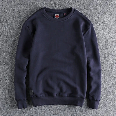 Autumn Winter American Retro Heavyweight Velvet Solid Color Sweatershirt Men's Fashion Pure Cotton Washed Youth Pullover Hoodies