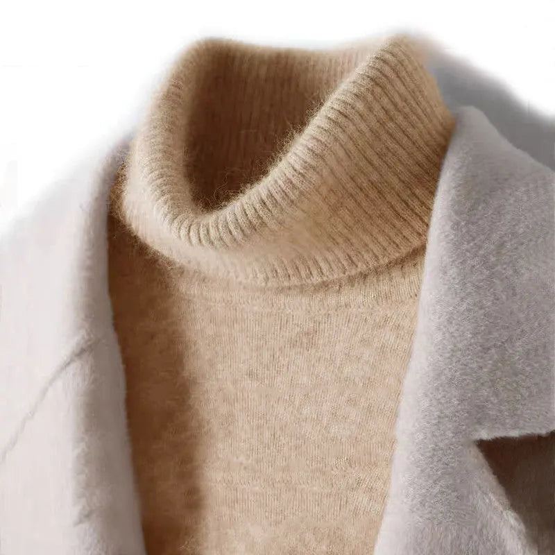 Men's 100% pure Cashmere Sweater High Lapels Pullovers Knitted Wool Winter New Tops Long Sleeve High-End Jumpers