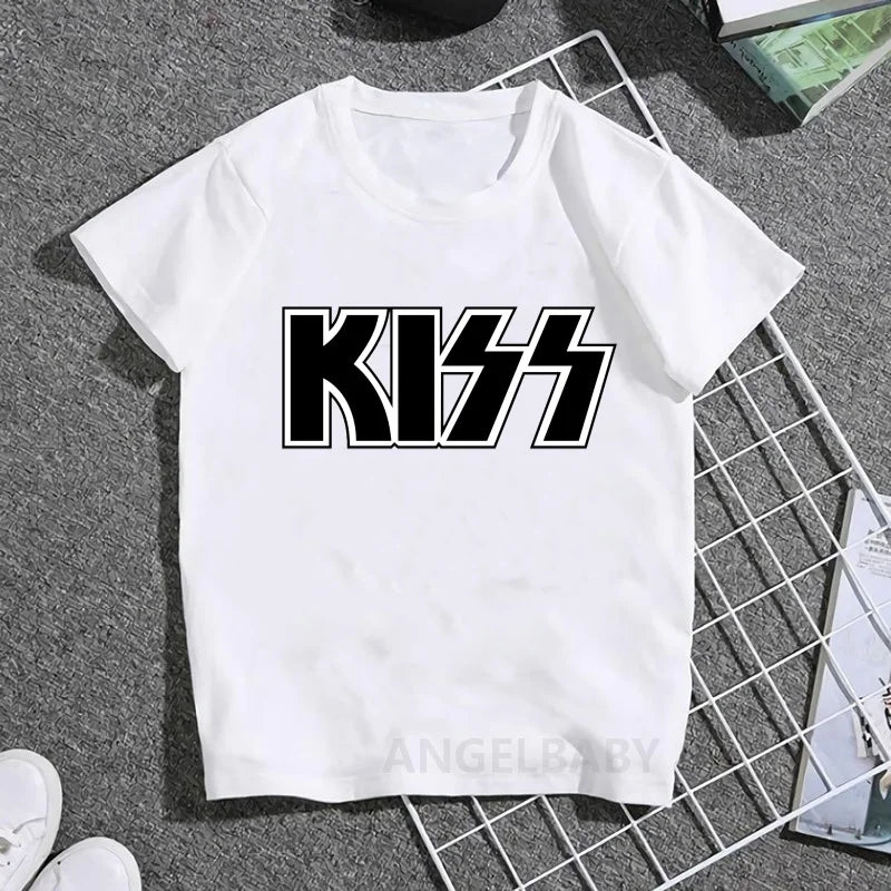 Stormtrooper Fans Kiss Rock Band Print Fashion Kids T shirt Girls Summer Tops Baby Boys Clothes Children Short Sleeve T-shirts