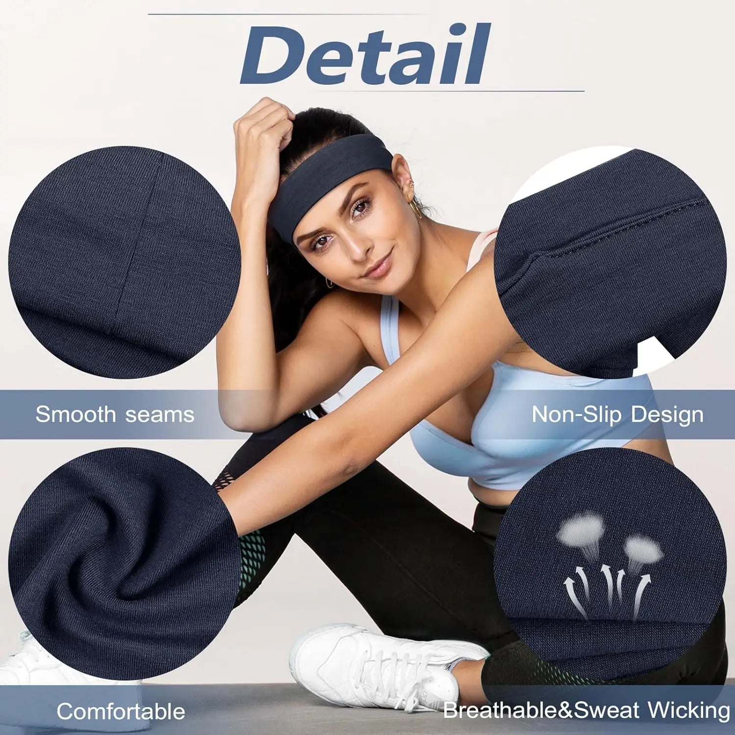 6pcs Simple Basic Solid Color Sports Yoga Headband to Absorb Sweat For Men and Women