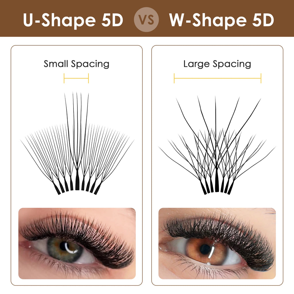 SEEDEW 5Cases/Lot U-Shaped 5D Eyelashes Extensions Natural Soft 5D U Lashes Premium Mink False Eyelashes