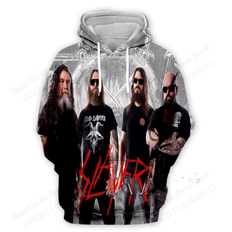 Slayer Hoodie Rock Band Slayer 3d Print Hoodies Men Women Fashion Oversized Hoodie Sweatshirt Women Sweats Men's Clothing Skull