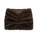Sexy Fur Patchwork Party Dress Women Brown Slim Short Sleeve O-neck Short Dresses 2025 Fashion Evening Solid Robe Lary