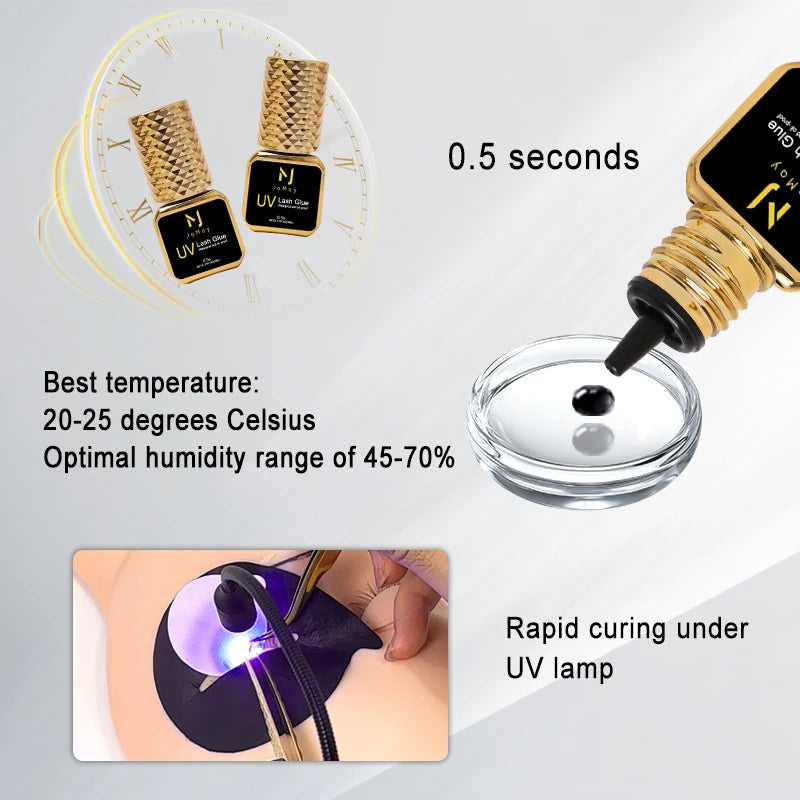 JOMAY 5ml Lashes Adhesive 0.5S for Eyelash Extension UV Glue Long-Lasting Retention 75days UV Black Glue for Eyelash Extension