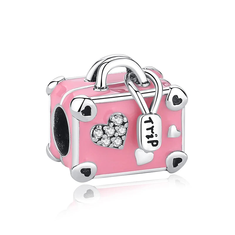 Original 925 Sterling Silver Charms Love Travel London Bus Suitcase Paris Beads Fit Brand Bracelets Necklaces Women DIY Jewelry
