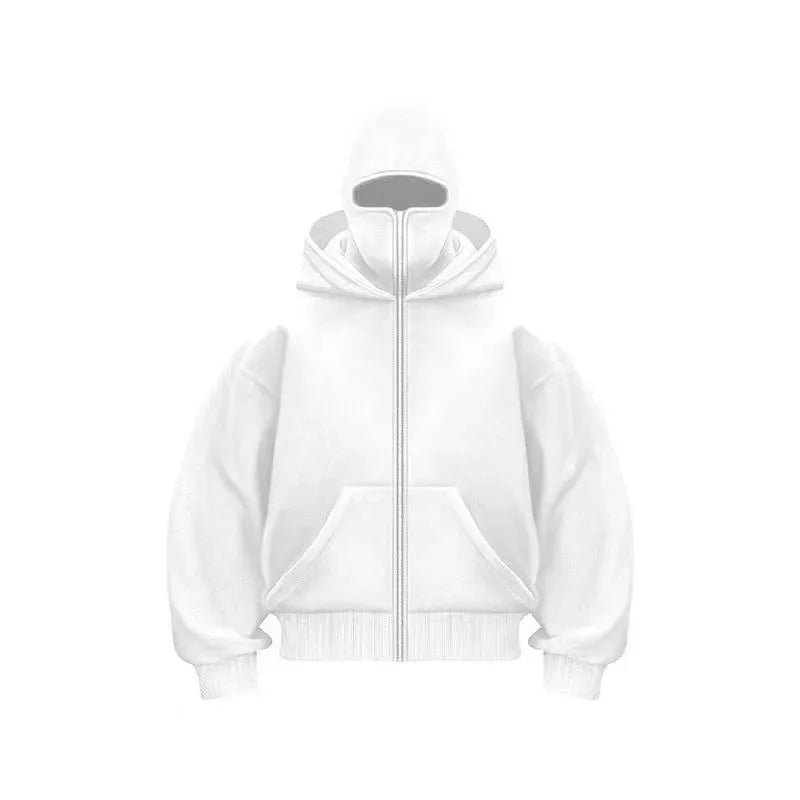 Plain Design Hooded Zip Up Sweatshirt for Men Women Autumn Winter Ins Style Couple Matching