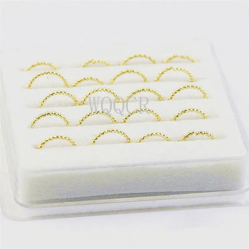 New 20pcs Gold Color Twist Rounded Women Nose Ring Vintage Personality Nose Nail & Nose Rings Both Men Jewelry Gift