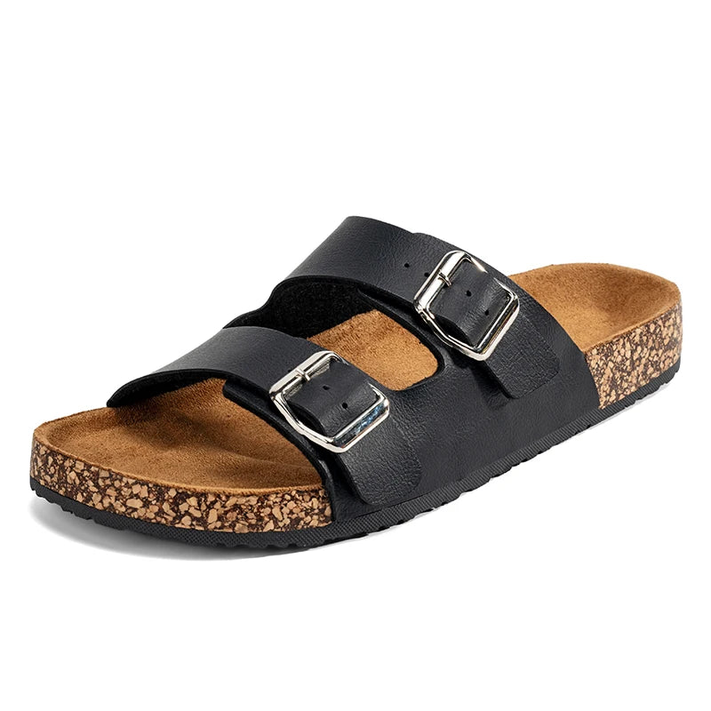 Fashion Classic Unisex Slippers For Men Comfortable Summer Cork Shoes For Men Outdoor Sandals Microfiber Plus Size 36-46