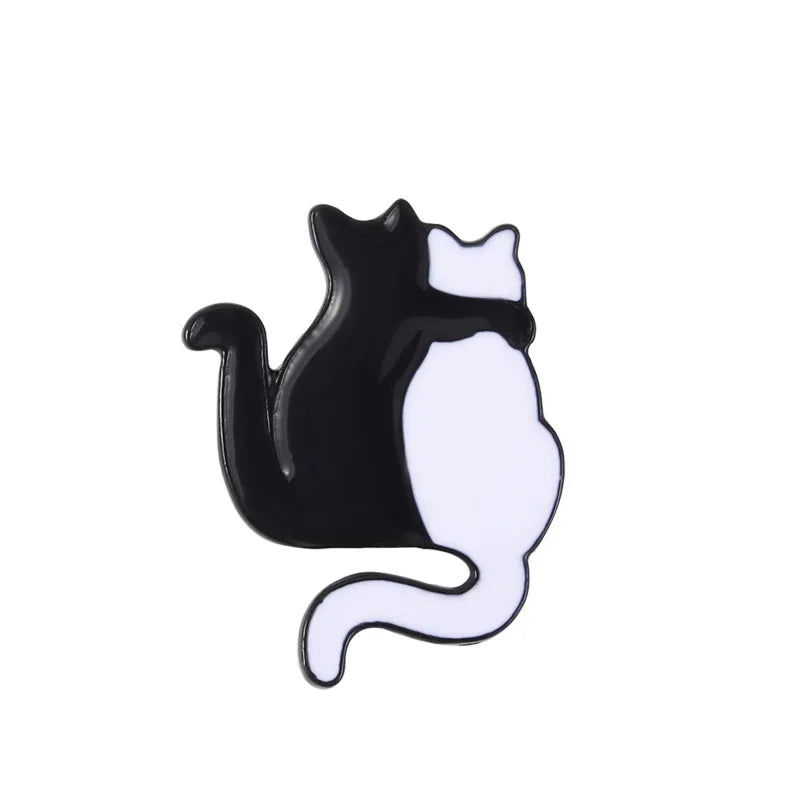 Cute Black White Cats Enamel Pins Certified Cat Lady Cartoon Kitty Claw Animal Brooch Lapel Badge Fashion Friends Jewelry Gifts