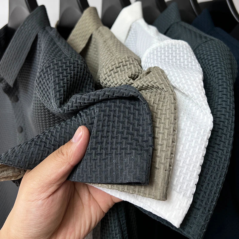 2023 M-4XL Summer New Men's Short Sleeve T-shirt Cool and Breathable POLO Shirt Business Casual Sweat-absorbing Top