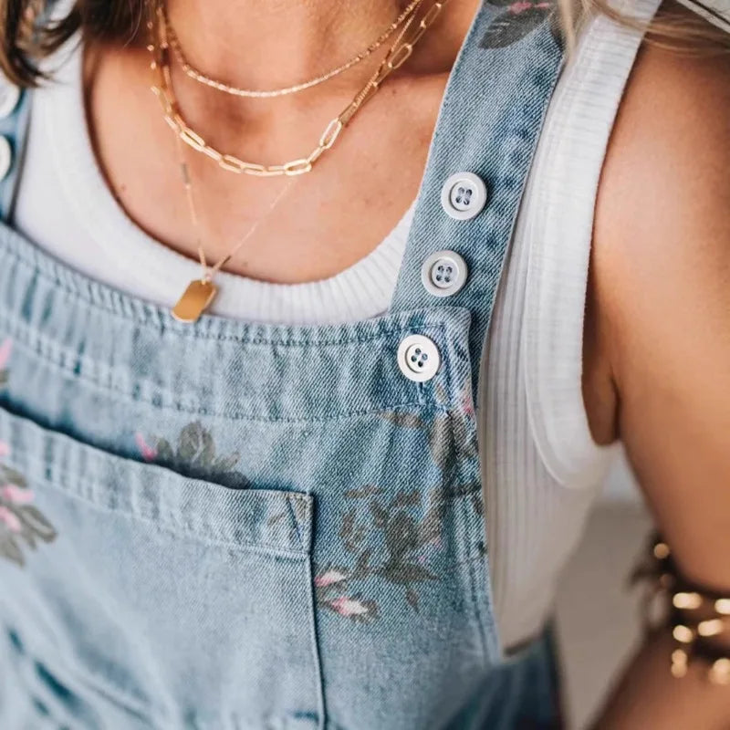 Jumpsuit Dungarees Shorts Women's Summer Floral Print Wide-leg Relaxed Fit Retro Distinctive New Comfortable Versatile Designer