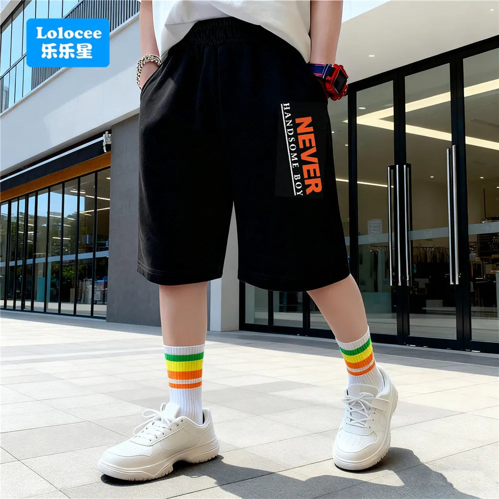 3-14 Years Summer Children Boys Cotton Shorts Number 23 Printed Short Trousers Teens Basketball Sports Short Sweatpants SZ23