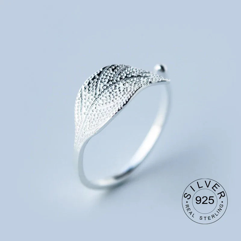 925 Sterling Silver Rings For Women Geometric Fine Jewelry Finger Adjustable Cute Flower Leaf Zirco Ring For Party Birthday Gift