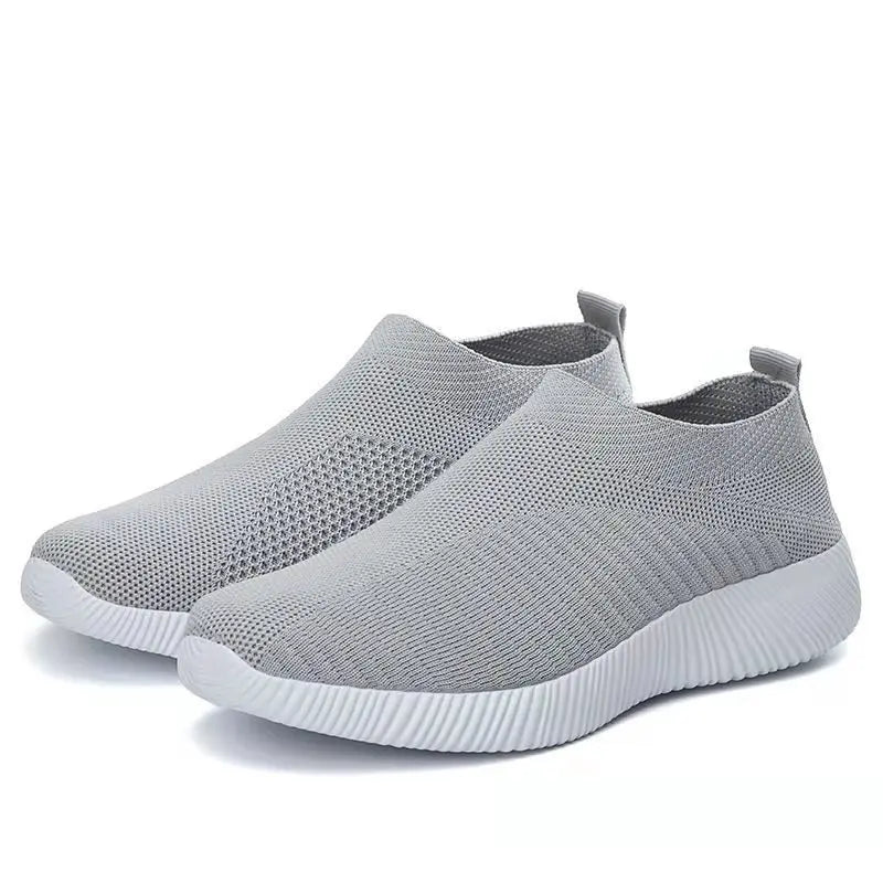 Women Sneaker Summer Elastic Force Mesh Breathable Flat Ladies Slip on Casual Sports Shoes Comfortable Vulcanize Shoes