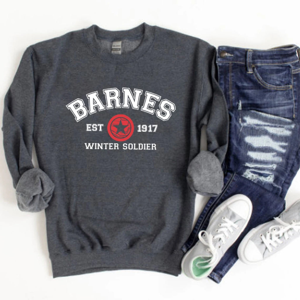 2025 Vintage Bucky Barnes Sweatshirt Barnes 1917 Hoodies Sebastian Stan Pullover Superhero Inspired Unisex Crewneck Sweatshirts
