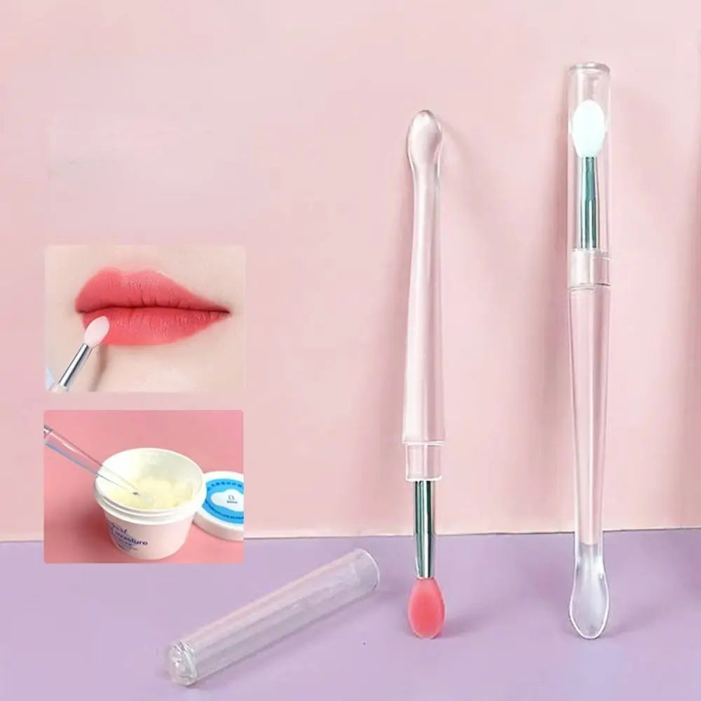 1PC Women Lip Brushes Transparent Crystal Handle Silicone Lip Brushes with Dust Cap Lip Gloss Makeup Applicator Cosmetic Tool