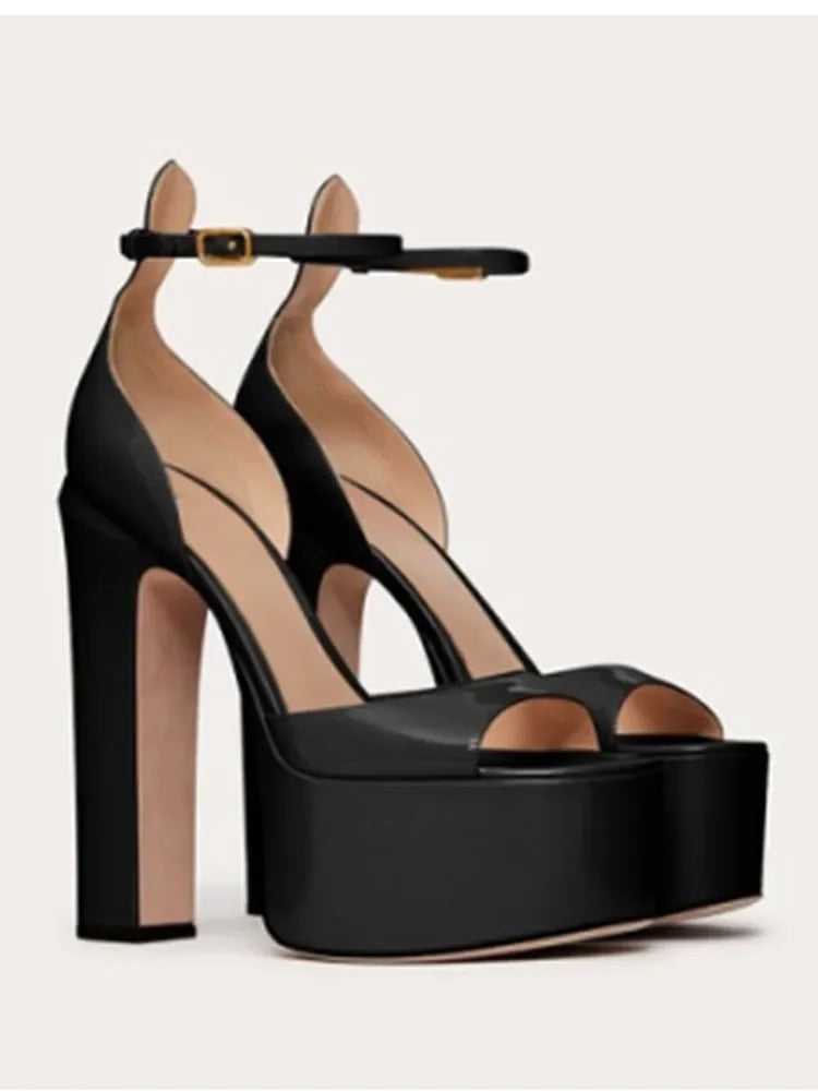Ladies' summer new coarse high-heeled fish mouth sandals, thick soled waterproof platform, sexy party and wedding women's shoes