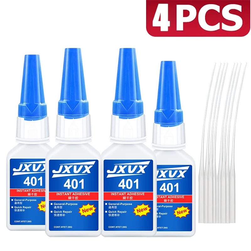 JXVX 20ml 401/406 Instant Strong Super Glue Universal Superglue Mighty Instant Glue for Resin Ceramic Metal Glass Fast Dry