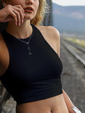 2021 Summer Slim Render Short Top Sexy Women Sleeveless O Croptops Tank Tops Solid Black/White Crop Vest Tops Wholesale