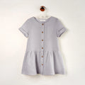 Children's Muslin Gauze Short-Sleeved Dress Summer New Solid Color Collision Buttons Girls Round Neck 100% Cotton A-Line Dresses