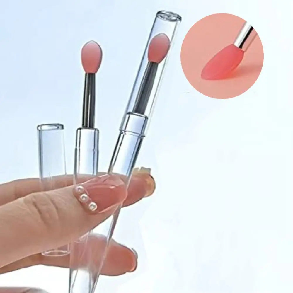 1PC Women Lip Brushes Transparent Crystal Handle Silicone Lip Brushes with Dust Cap Lip Gloss Makeup Applicator Cosmetic Tool