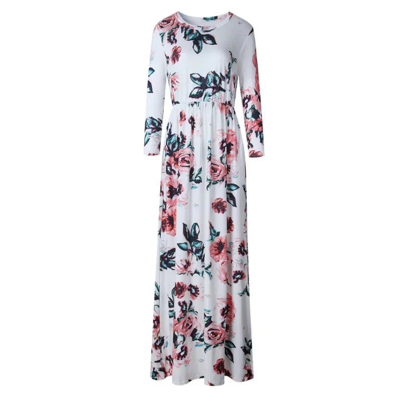Summer Maxi Dress Women 2025 Pink Floral Print Boho Beach Dress Ladies Evening Party Long Dress Sundress Vestidos De Festa 3XL