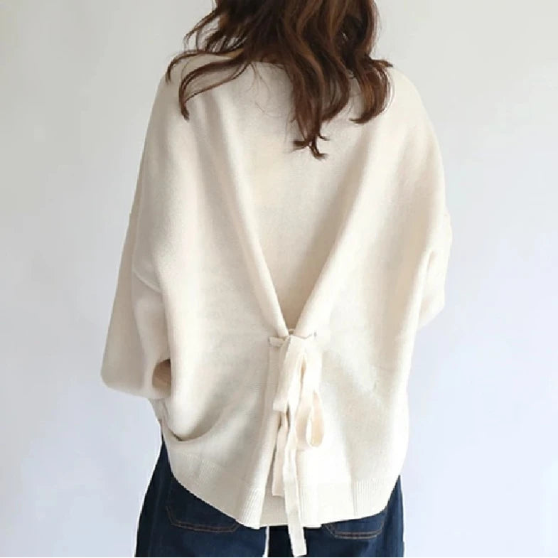 OCEANLOVE Hoodie Japan Style Back Bandage Loose Autumn Winter Sweatshirts Elegant Solid Casual All Match Women Hoodies