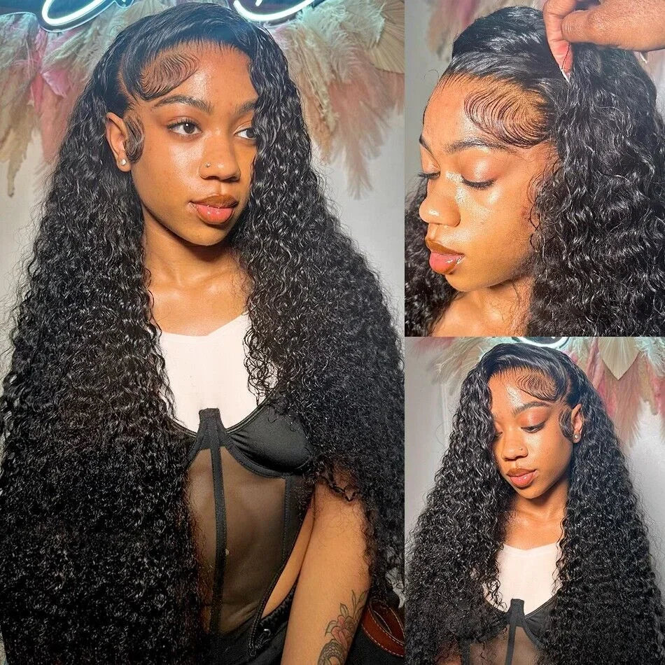 HD 36 Inch 13x6 Water Wave Lace Frontal Wigs 100% Brazilian Glueless Wigs 13x4 Deep Wave Curly Human Hair Wig On Clearance Sale