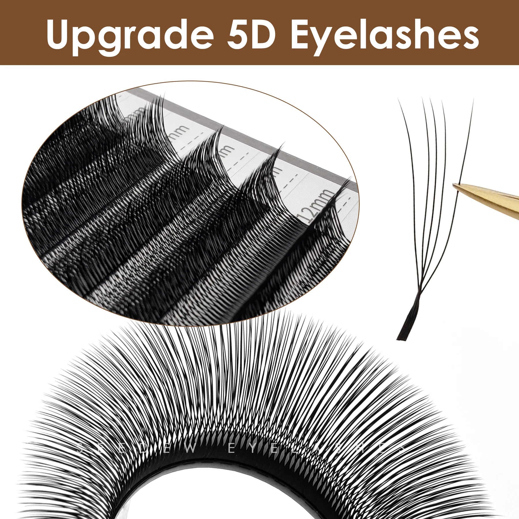 SEEDEW 5Cases/Lot U-Shaped 5D Eyelashes Extensions Natural Soft 5D U Lashes Premium Mink False Eyelashes