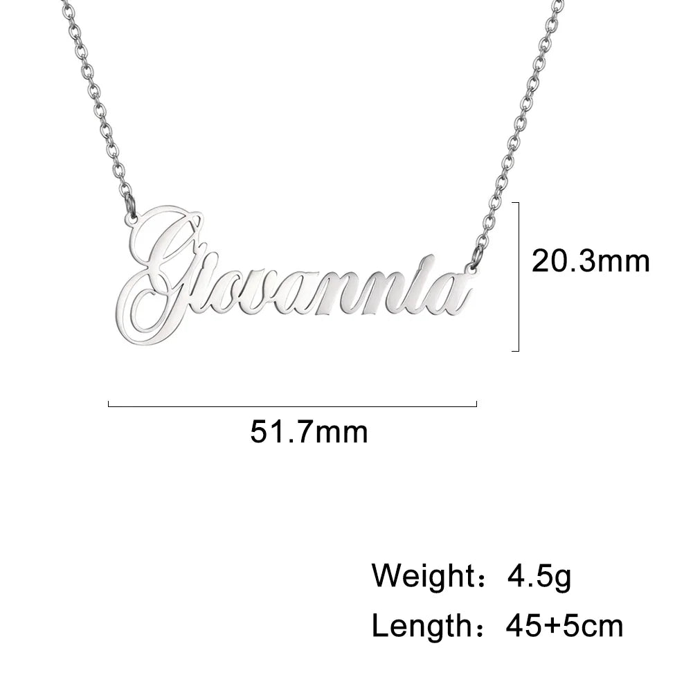Custom Necklace Name Logo Personalized Pendant Nameplate Gift For Women Men Mother Couple Family Stainless Steel Chain Jewelry