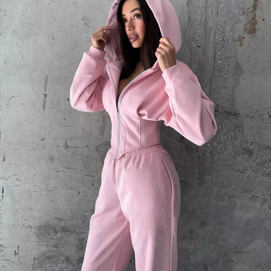 Hoodies Two Piece Sets Women Pant Set Tracksuit Sport Jogger Y2k Sweatshirts Autumn Elastic Waist Streetwear Pants Matching Sets
