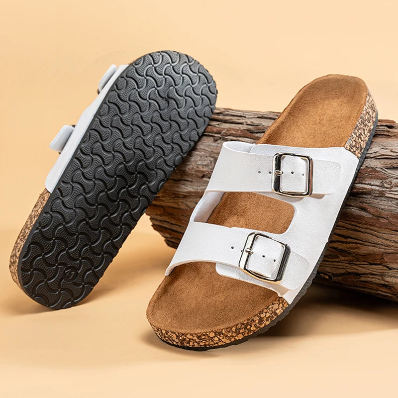Fashion Classic Unisex Slippers For Men Comfortable Summer Cork Shoes For Men Outdoor Sandals Microfiber Plus Size 36-46