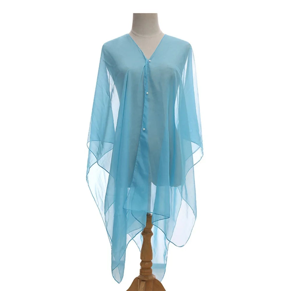 New Solid color Shawl Scarf Luxury Sun-Resistant Beach Cover Up Smooth Spring Poncho Women