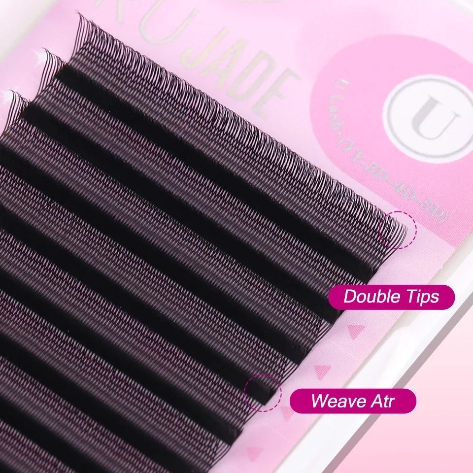 10 Trays U-shaped Eyelash Extensions Handmade Soft U Shape W Bloom Lashes Premade Fans U3D U5D Brown 4DW False Eyelash Wholesale
