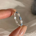 925 Sterling Silver Rings For Women Geometric Fine Jewelry Finger Adjustable Blue Flower Ring For Party Birthday Gift