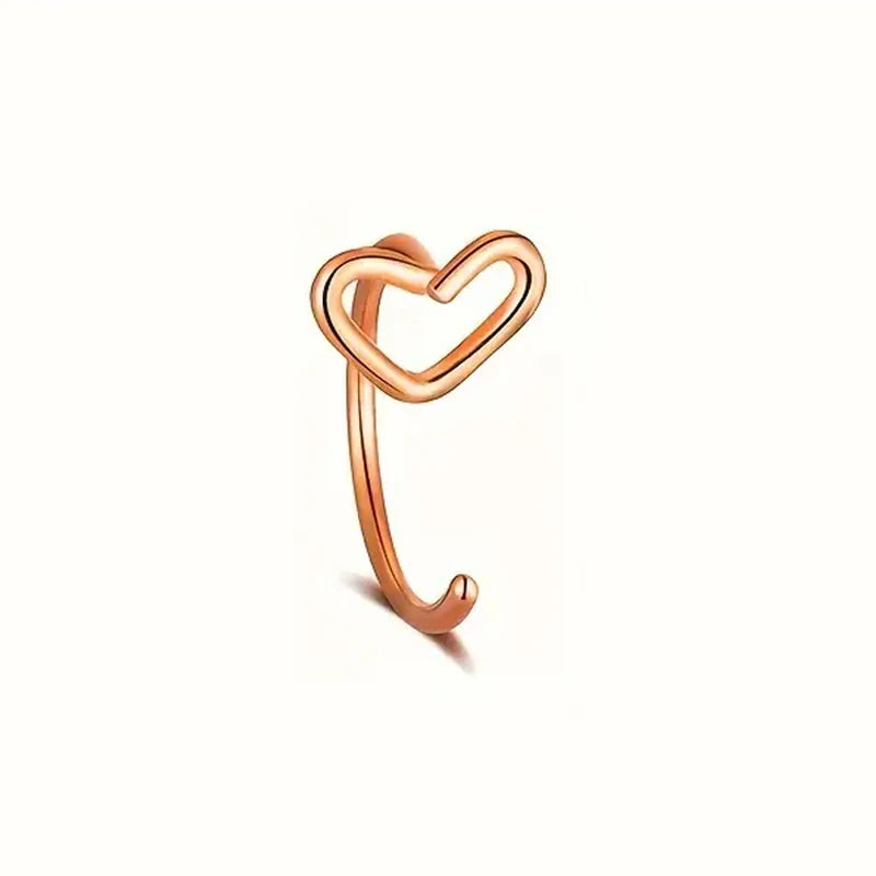 1pc Simple Heart-Shaped Nose Ring 20G Stainless Steel Piercing Jewelry for Women Daily Wear Body Piercing Accessory